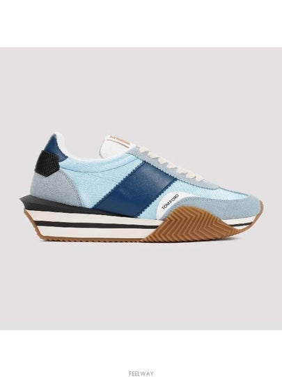 James Suede Lycra Low Top Sneakers Light Blue Cream - TOM FORD - BALAAN 2