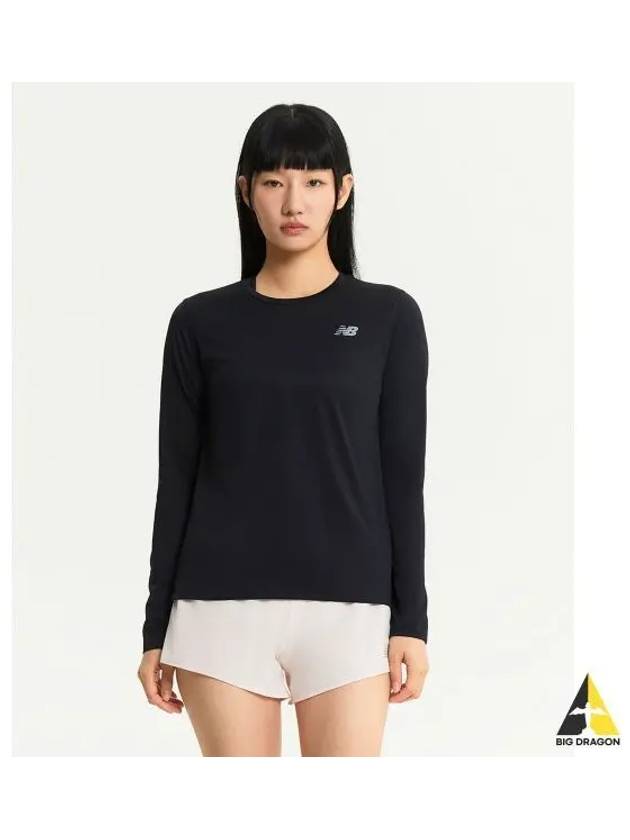 NBNDE4P042 WOMEN Running long sleeve t shirt BLACK - NEW BALANCE - BALAAN 1