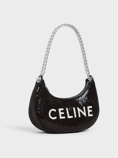 Ava Chain Medium Sequin Shoulder Bag Black - CELINE - BALAAN 2