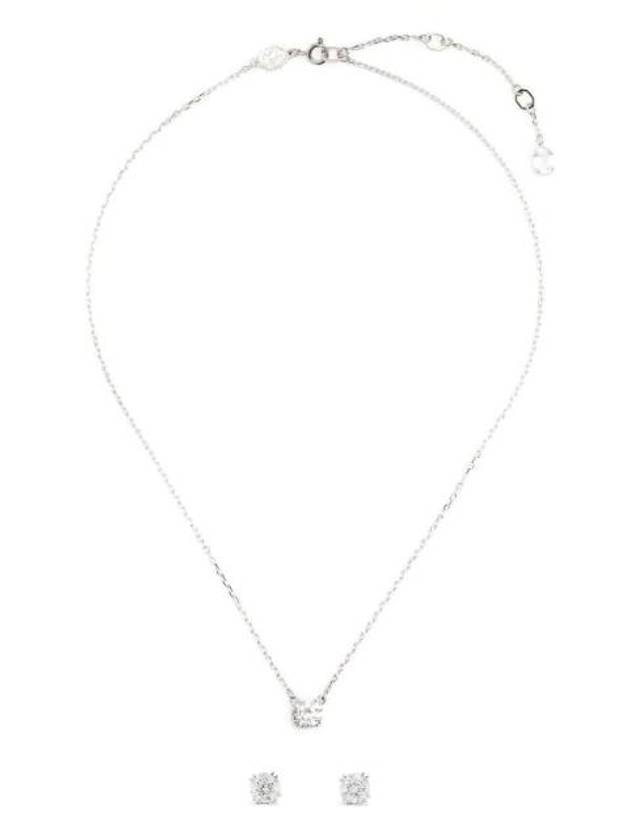 Stila Round Cut Earrings Necklace Set Silver - SWAROVSKI - BALAAN 1