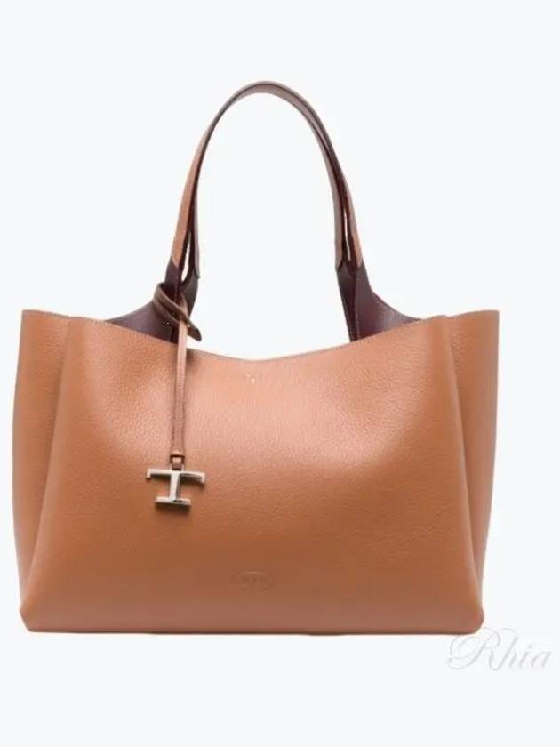 Logo Leather Medium Tote Bag Brown - TOD'S - BALAAN 2