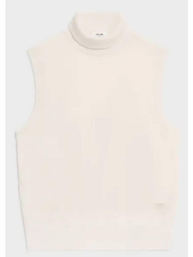 Triomphe Embroidered Turtleneck Sleeveless Off-White - CELINE - BALAAN 2