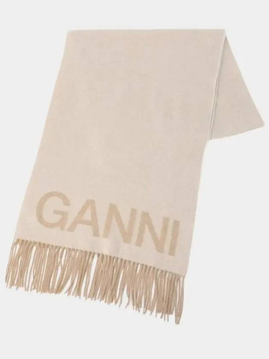 Fringe logo scarf A3909 135 - GANNI - BALAAN 1