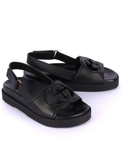 Interlocking G Leather Sandals Black - GUCCI - BALAAN 2