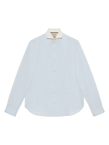 Cotton Poplin Boxy Long Sleeve Shirt Blue - GUCCI - BALAAN 1