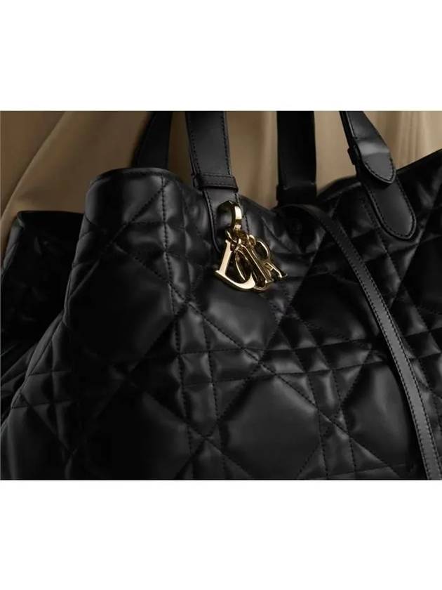 Macrocannage Calfskin Large Toujours Tote Bag Black - DIOR - BALAAN 4