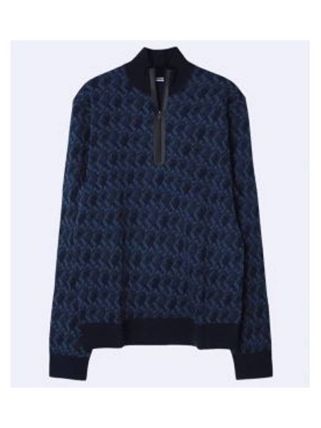 Nate JL Micro Bridge Jacquard Knit Top Navy Melange - J.LINDEBERG - BALAAN 2