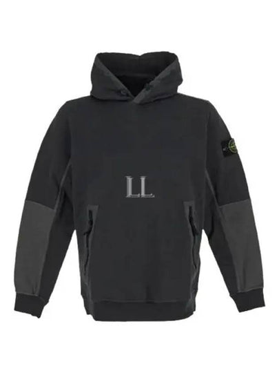 Regular Fit Mercerized Cotton Fleece Cotton Hoodie Dark Grey - STONE ISLAND - BALAAN 2