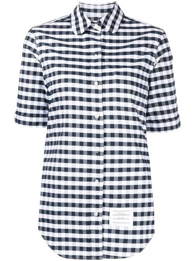 Classic Check Oxford Short Sleeve Shirt - THOM BROWNE - BALAAN.