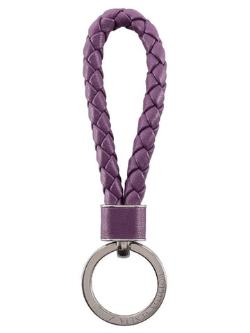 Intrecciato Leather Key Holder Purple - BOTTEGA VENETA - BALAAN 1