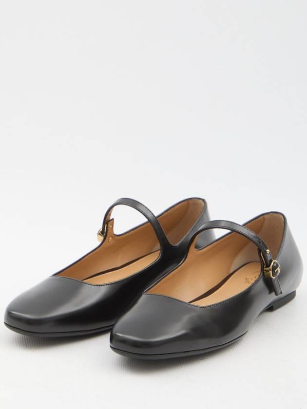 T Logo Mary Jane Flat Black - TOD'S - BALAAN 3