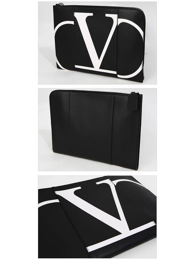 V Logo Clutch Bag Black - VALENTINO - BALAAN 3