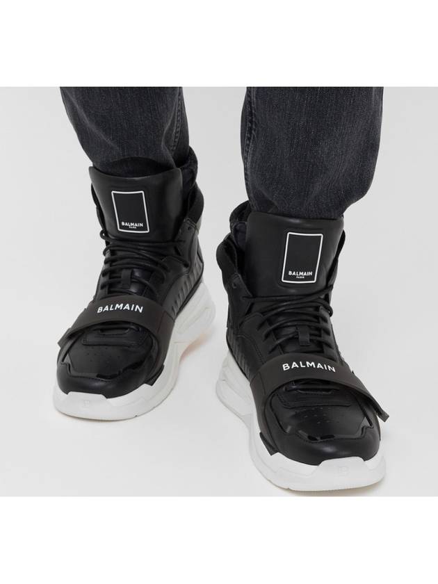 Logo B-Ball Leather High Top Sneakers Black - BALMAIN - BALAAN 2