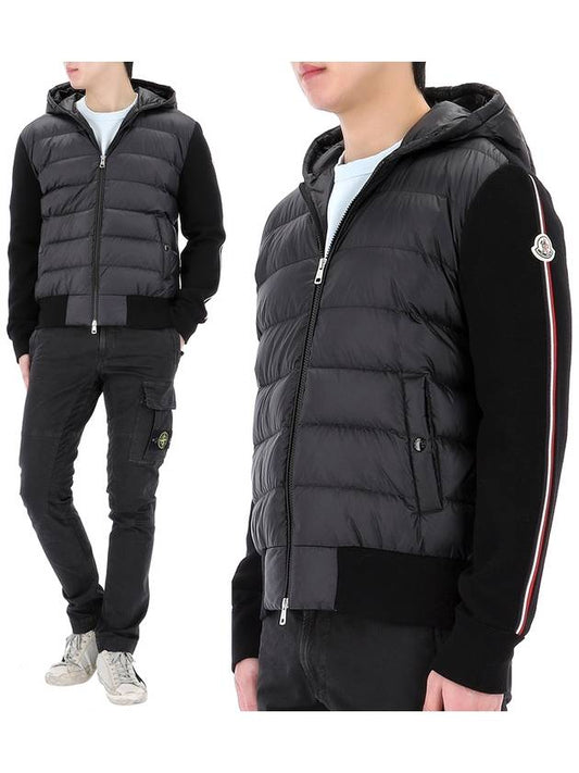 Logo Patch Padded Wool Hooded Jacket Black - MONCLER - BALAAN 2