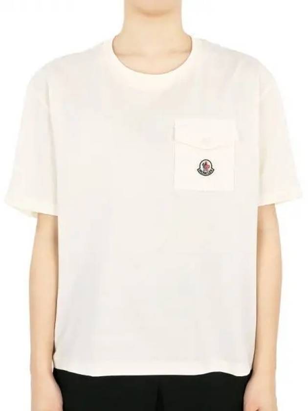 Women s Logo Patch Pocket Short Sleeve Ivory 8C00022 89AI9 034 270158 1053703 - MONCLER - BALAAN 1