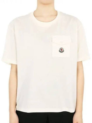 Women s Logo Patch Pocket Short Sleeve Ivory 8C00022 89AI9 034 270398 1053703 - MONCLER - BALAAN 1