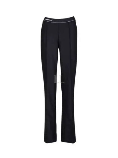 Logo Waistband Virgin Wool Straight Pants Black - MIU MIU - BALAAN 2