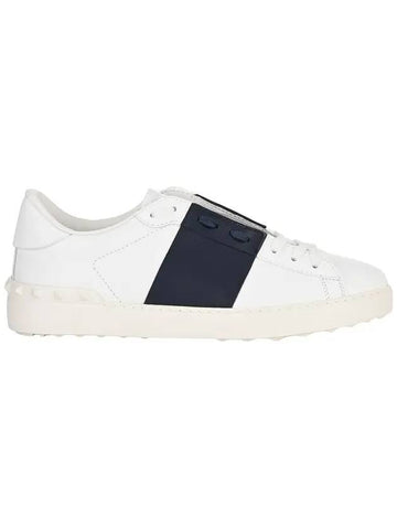 Men's Hidden Open Band Low Top Sneakers White Navy - VALENTINO - BALAAN 1