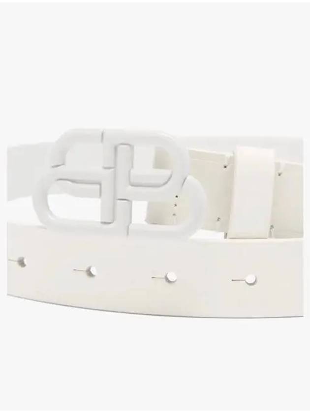 Buckle BB Logo Thin Leather Belt White - BALENCIAGA - BALAAN 6