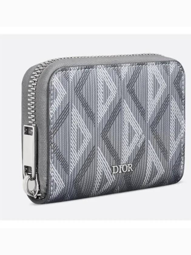 CD Diamond Canvas Zipper Card Wallet Grey - DIOR - BALAAN 4