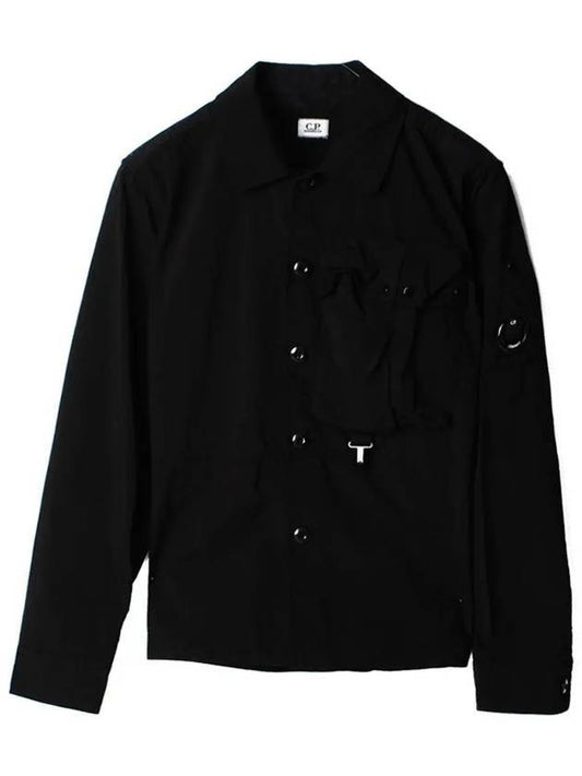 Men's Lens Wappen Tyrone Overfit Long Sleeve Shirt Jacket Black - CP COMPANY - BALAAN 1