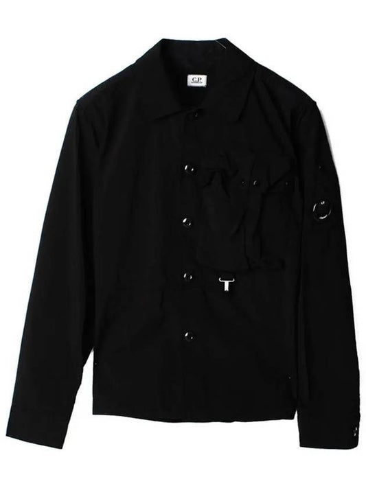 Men's Lens Wappen Tyrone Overfit Long Sleeve Shirt Jacket Black - CP COMPANY - BALAAN.