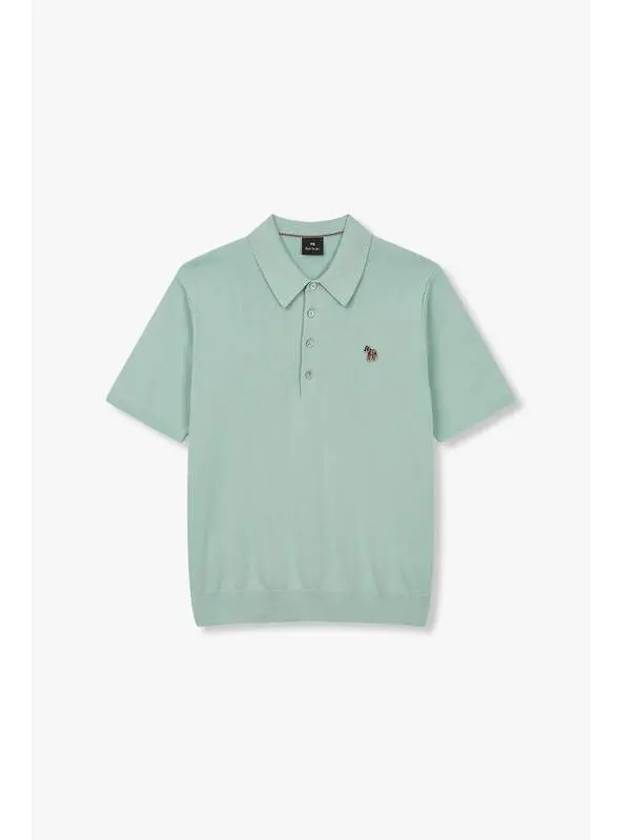 PS zebra patch polo knit light green - PAUL SMITH - BALAAN 1