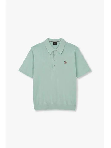 PS zebra patch polo knit light green - PAUL SMITH - BALAAN 1