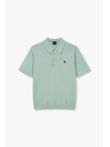 PS zebra patch polo knit light green - PAUL SMITH - BALAAN 1