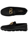 Gold V Logo Loafers Black - VALENTINO - BALAAN 2