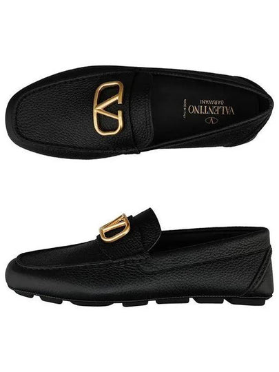 Gold V Logo Loafers Black - VALENTINO - BALAAN 2