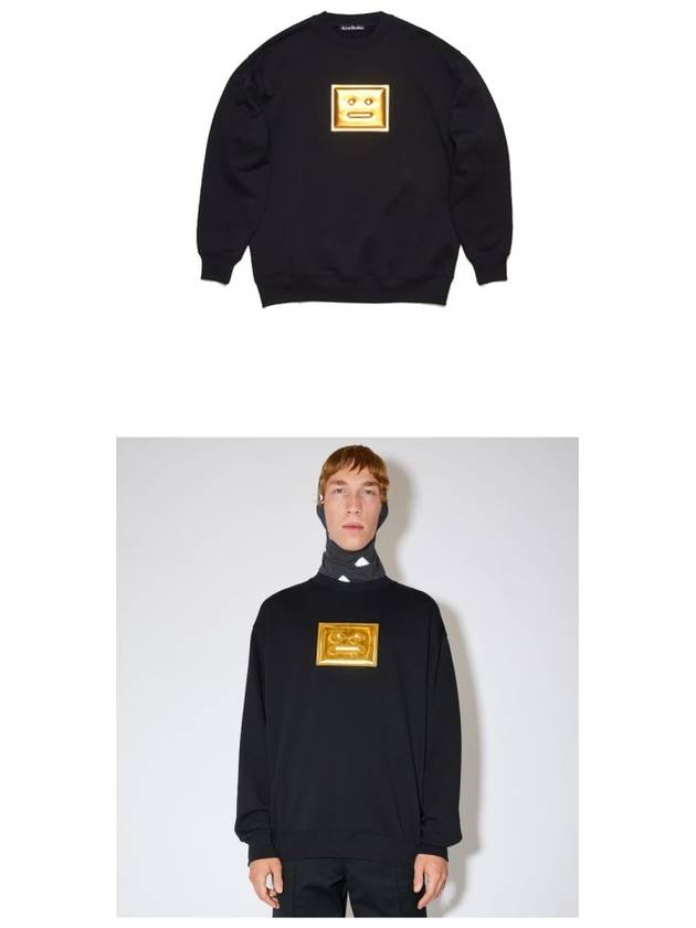 Metallic Face Patch Overfit Sweatshirt Black - ACNE STUDIOS - BALAAN 5