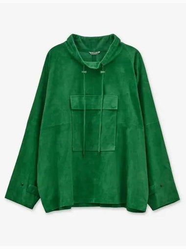 Goat Suede Blouson Green A23SP01LSGREEN - AURALEE - BALAAN 1