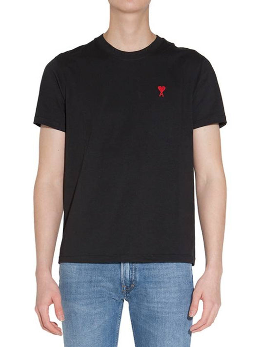 Small Heart Logo Short Sleeve T-Shirt Black - AMI - BALAAN 2