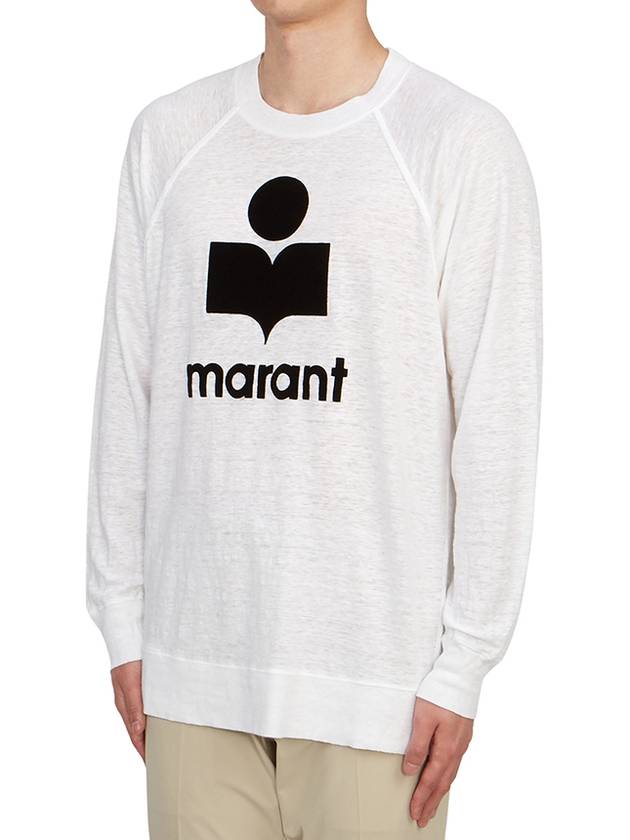 Kieffer Logo Print Linen Long Sleeve T-Shirt White - ISABEL MARANT - BALAAN 3