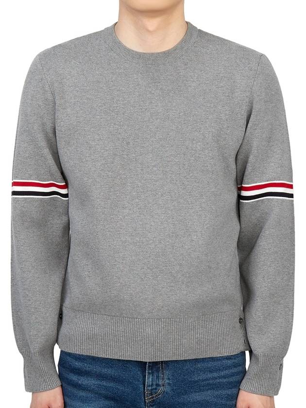 Men's Milan Stitch Armband Crew Neck Knit Top Light Grey - THOM BROWNE - BALAAN 2