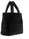 Logo Shearling Tote Bag Black White 1BG374 2EC9 F0967 - PRADA - BALAAN 4