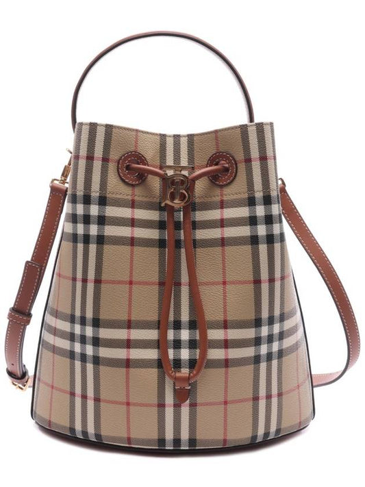 TB Leather Small Bucket Bag Beige - BURBERRY - BALAAN 2