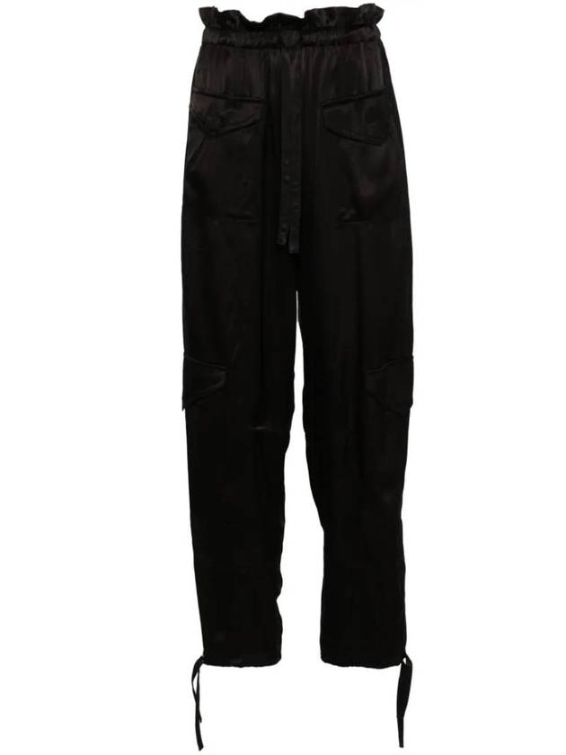 Satin Cargo Track Pants Black - GANNI - BALAAN 1