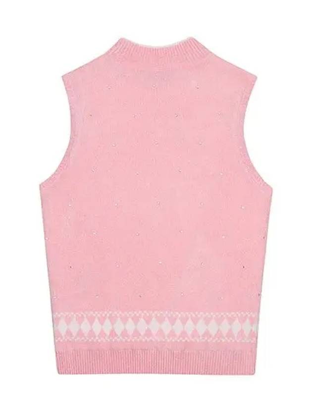 Women s Full Edition Hotfix Point Argyle Vest 2022LBVR PINK - BLACK&WHITE - BALAAN 2