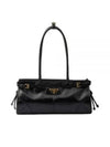 Medium Leather Tote Shoulder Bag Black - PRADA - BALAAN 2