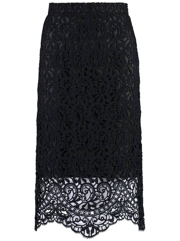 Women's Macrame Lace Pencil Skirt Black - BURBERRY - BALAAN 2