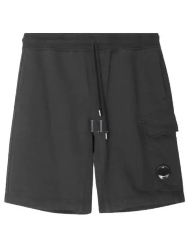 Men's Diagonal Cotton Track Shorts Black - CP COMPANY - BALAAN 2