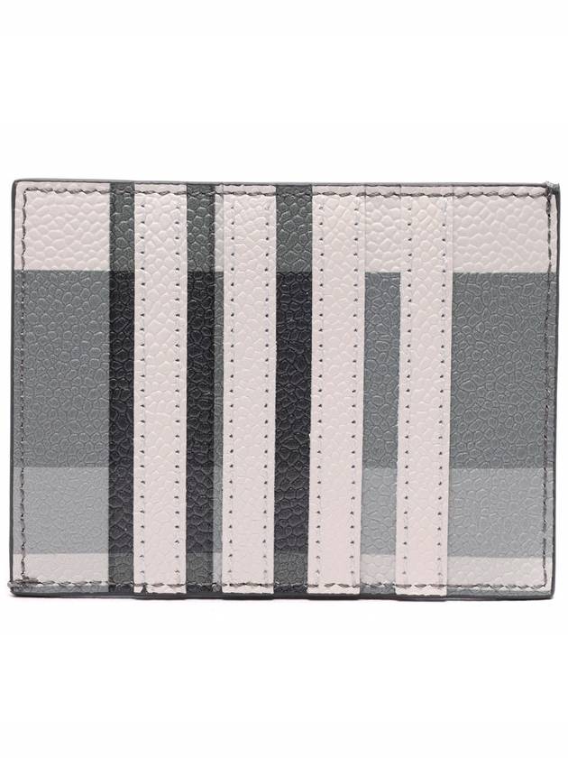 4-Bar Madras Pebble Grain Leather Card Wallet - THOM BROWNE - BALAAN 5