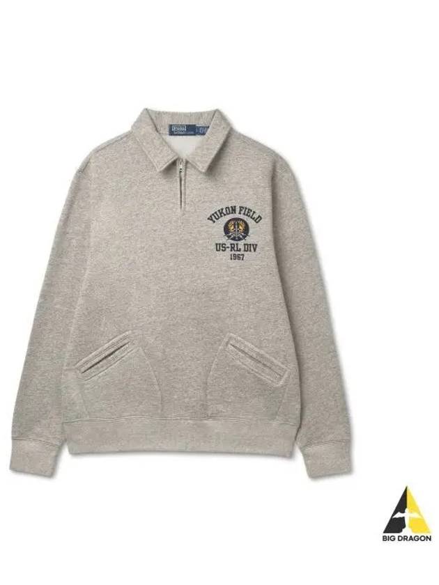 Fleece Collar Quarter Zip Sweatshirt Gray - POLO RALPH LAUREN - BALAAN 1