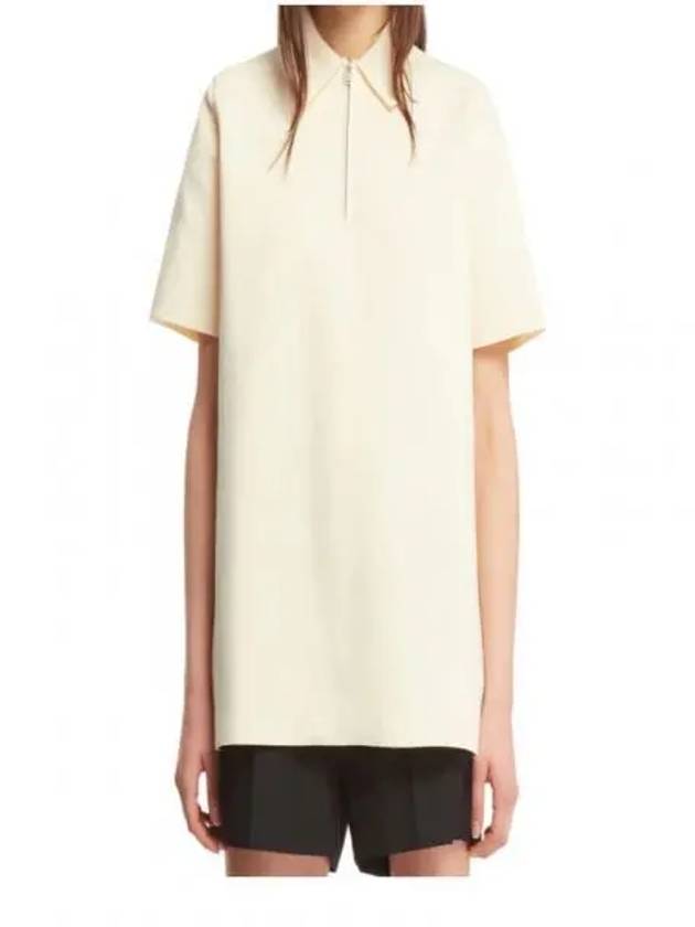 Straight Hem Zipper Short Sleeve Polo Shirt Ivory - JIL SANDER - BALAAN 2