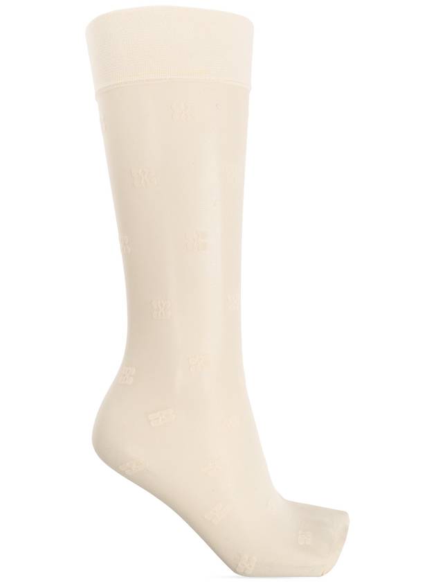 Ganni Monogrammed Knee-high Socks, Women's, Cream - GANNI - BALAAN 1