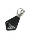 Saffiano Triangle Logo Leather Key Holder Black - PRADA - BALAAN 2