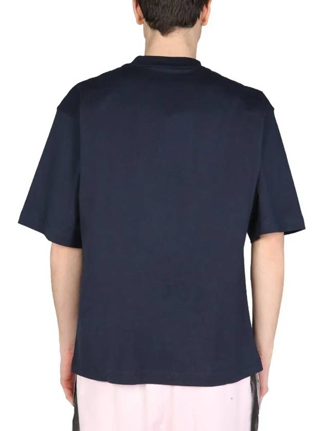 Logo Organic Cotton Short Sleeve T-Shirt Navy - MARNI - BALAAN 5