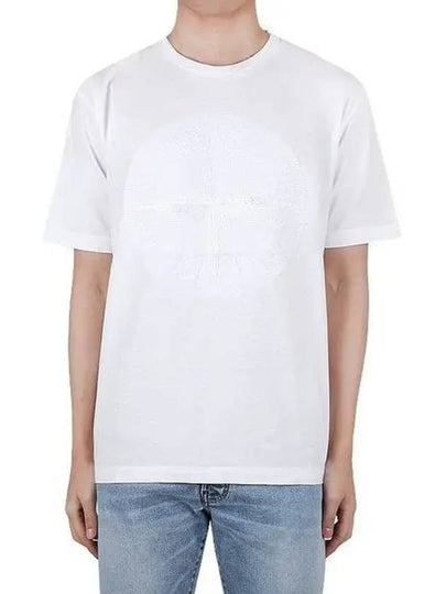 Men's Embroidered Logo Short Sleeve T-Shirt White - STONE ISLAND - BALAAN 2